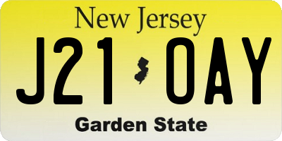 NJ license plate J21OAY