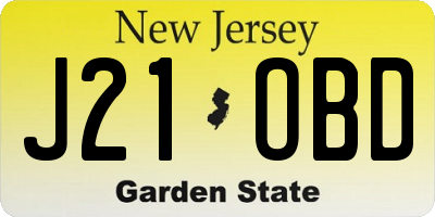 NJ license plate J21OBD