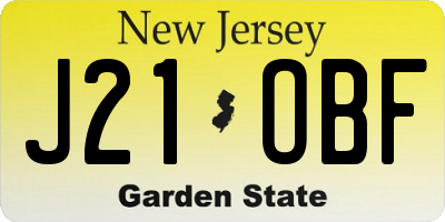 NJ license plate J21OBF