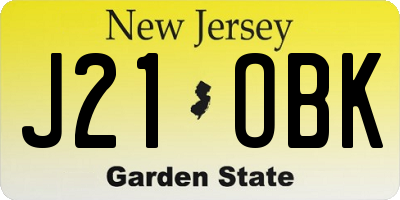 NJ license plate J21OBK