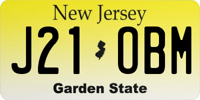 NJ license plate J21OBM