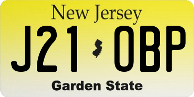 NJ license plate J21OBP