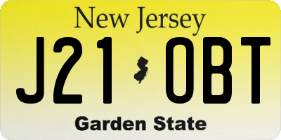 NJ license plate J21OBT