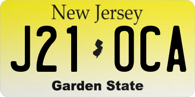 NJ license plate J21OCA