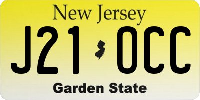 NJ license plate J21OCC