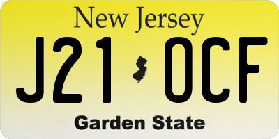 NJ license plate J21OCF