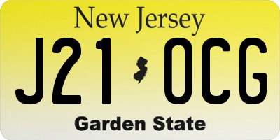 NJ license plate J21OCG