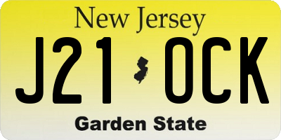 NJ license plate J21OCK