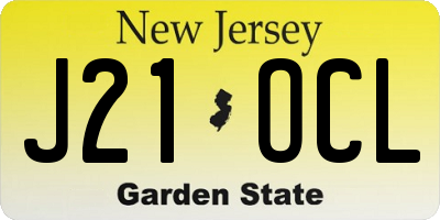 NJ license plate J21OCL