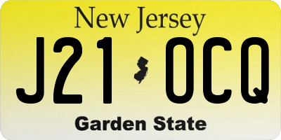 NJ license plate J21OCQ