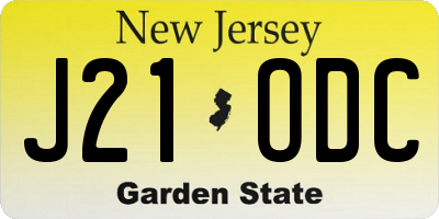 NJ license plate J21ODC