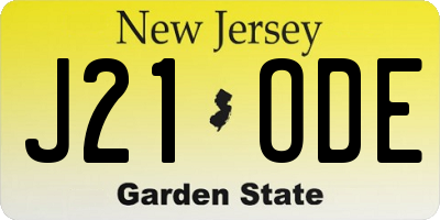 NJ license plate J21ODE