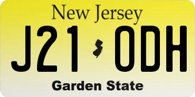 NJ license plate J21ODH