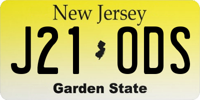 NJ license plate J21ODS