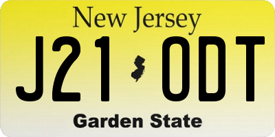 NJ license plate J21ODT