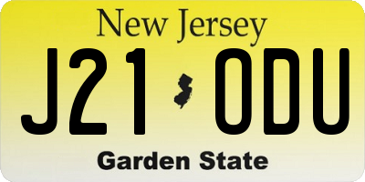 NJ license plate J21ODU