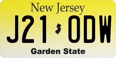 NJ license plate J21ODW