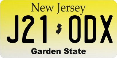NJ license plate J21ODX