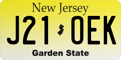 NJ license plate J21OEK