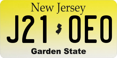 NJ license plate J21OEO