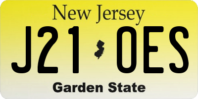 NJ license plate J21OES