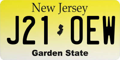 NJ license plate J21OEW