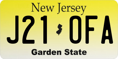 NJ license plate J21OFA