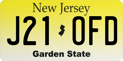 NJ license plate J21OFD