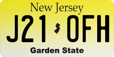 NJ license plate J21OFH