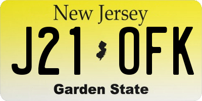 NJ license plate J21OFK