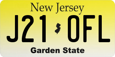 NJ license plate J21OFL