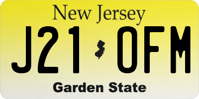 NJ license plate J21OFM