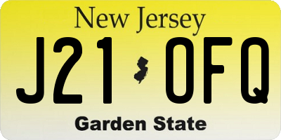NJ license plate J21OFQ