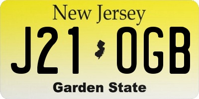 NJ license plate J21OGB