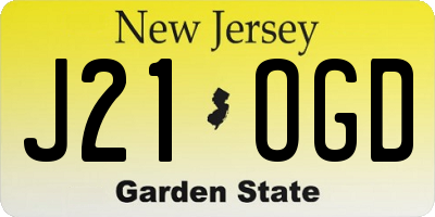NJ license plate J21OGD