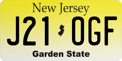 NJ license plate J21OGF