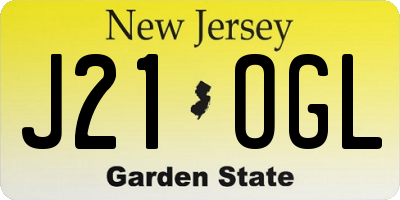 NJ license plate J21OGL
