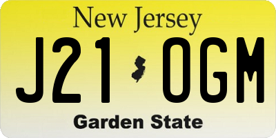 NJ license plate J21OGM