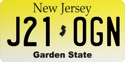 NJ license plate J21OGN