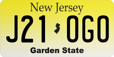 NJ license plate J21OGO