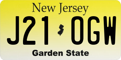 NJ license plate J21OGW