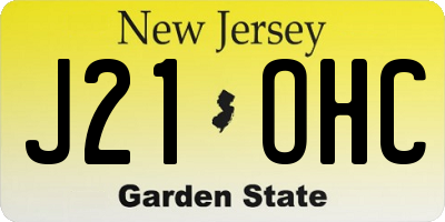 NJ license plate J21OHC