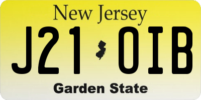 NJ license plate J21OIB