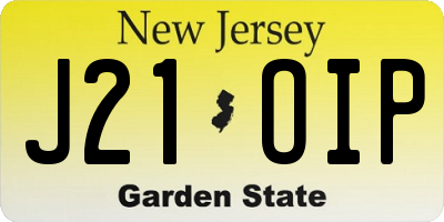 NJ license plate J21OIP
