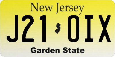 NJ license plate J21OIX
