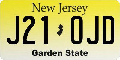 NJ license plate J21OJD
