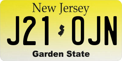 NJ license plate J21OJN