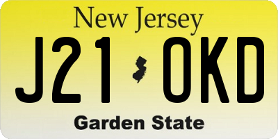 NJ license plate J21OKD