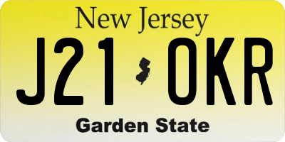 NJ license plate J21OKR