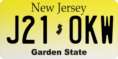 NJ license plate J21OKW